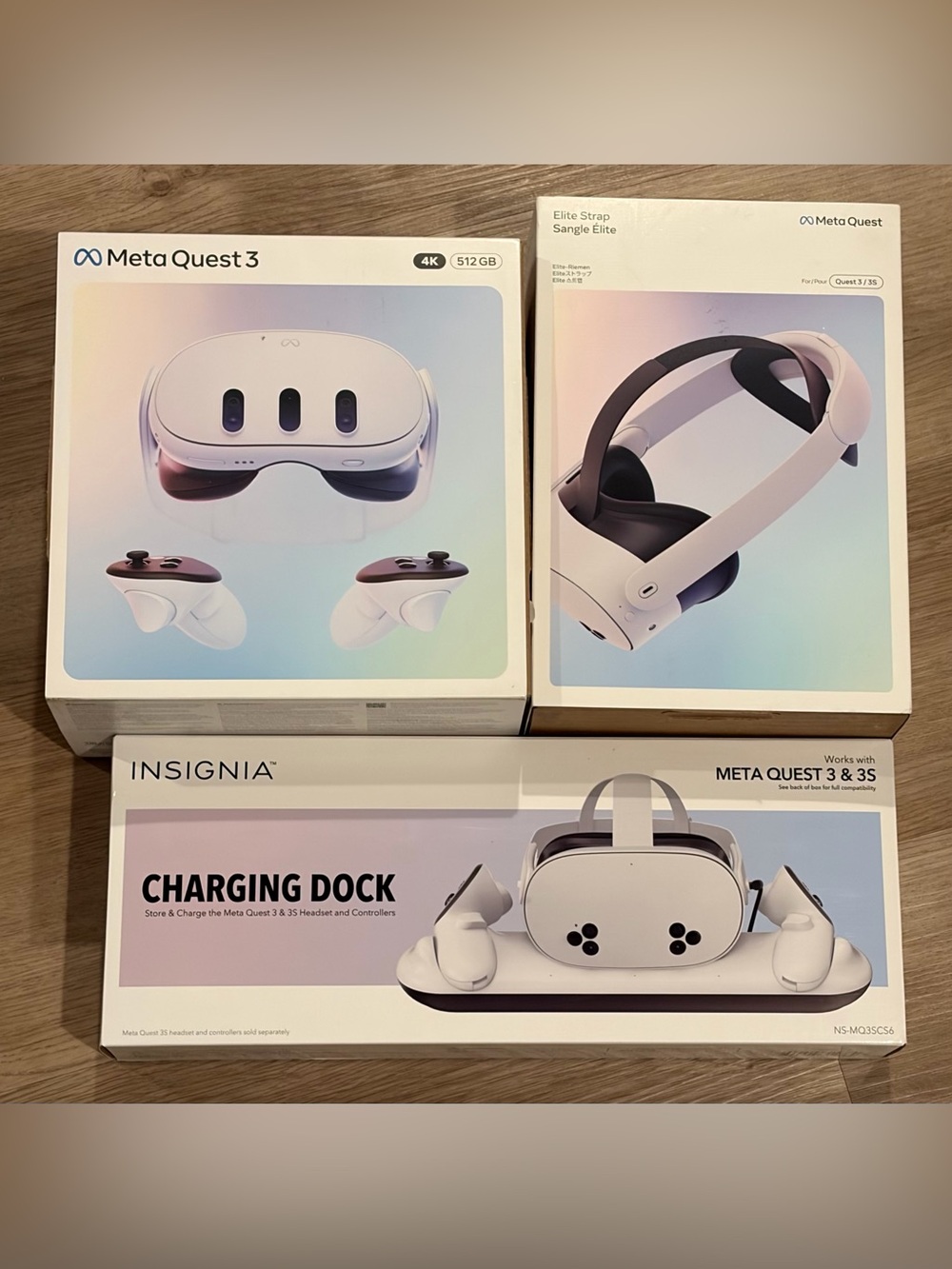 Meta Quest 3 VR Headset with Elite Strap and Insignia Charging Dock - White